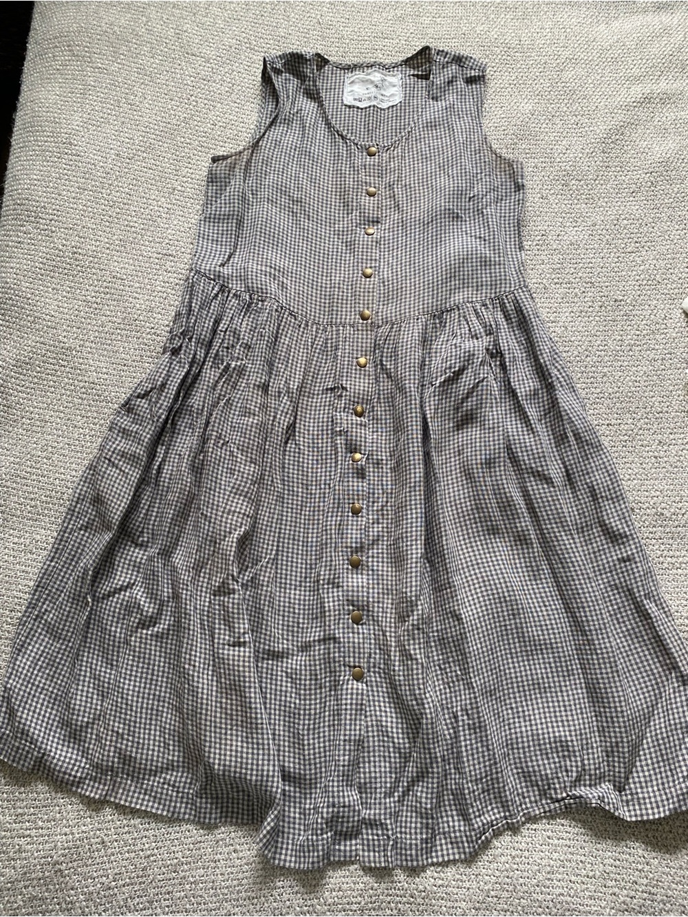 notPERFECTLINEN Smock Gingham Midi Dress